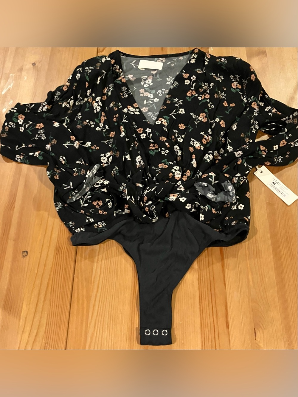NEW Capulet Daria Black Ashland Floral Wrap Bodysuit with Floral Size XS